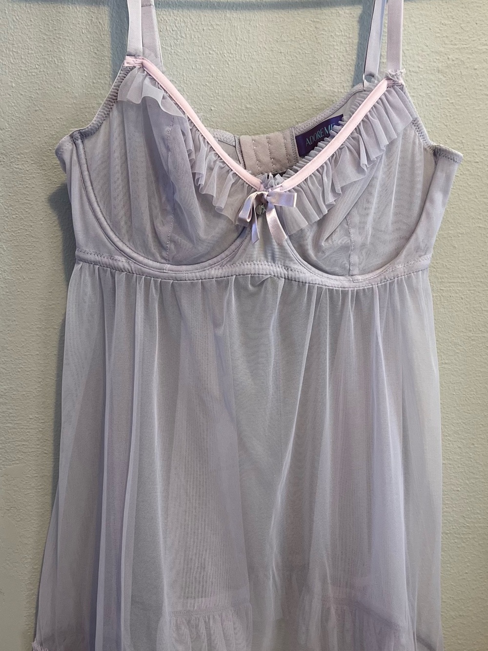 Adore Me Lavender Mesh Babydoll Chemise
